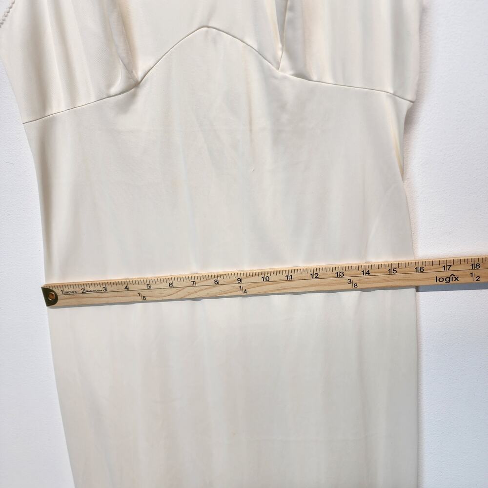Vintage Sears Maxi Slip Dress Gown Size 36 Ivory Nylon Adjustable Lace Trim - Picture 11 of 14